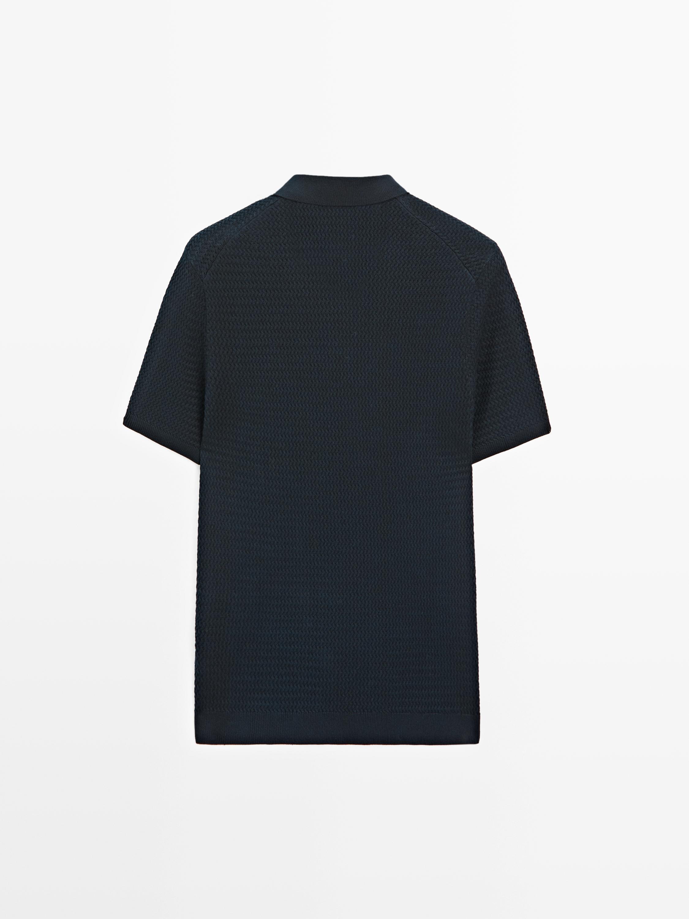 Polo en maille texturée à manches courtes